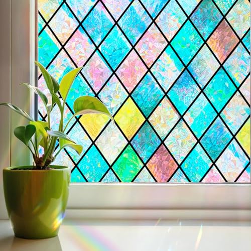 Fensterfolie Selbsthaftend Regenbogen Folie Fenster Sichtschutz,Klebefolie Regenbogenfolie Blickdicht Glasfolie Selbstklebend Suncatcher Sticker Regenbogeneffekt (50 * 200cm) von Linarun