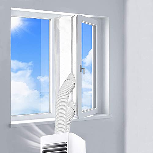 Klimaanlage Fensterabdichtung mit 2 Reißverschluss Öffnungen für mobile Klimageräte, Hot Air Stop zum Anbringen an Fenster (400cm) von Linarun