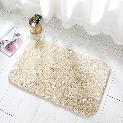 Linarun Badematte rutschfeste Badteppiche Verdickte Weiche Flauschige Badezimmerteppich mit Supersaugfähig Maschinenwaschbar passen für Badewanne, Dusche und Badezimmer (40 x 60 cm, Beige) von Linarun