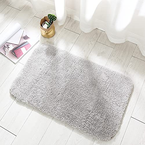 Linarun Badematte rutschfeste Badteppiche Verdickte Weiche Flauschige Badezimmerteppich mit Supersaugfähig Maschinenwaschbar passen für Badewanne, Dusche und Badezimmer (40 x 60 cm, Hellgrau) von Linarun