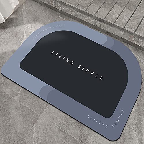 Linarun Super absorbierende Bodenmatte rutschfeste Floor Mat aus Naturkautschuk, Anti-fettig und Schnell Trocknend Waschbare Badematte passen für Badezimmer, Dusche, Küche (40 x 60 cm, Halbkreis-Blau) von Linarun