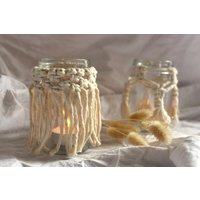 Kleines Makrameewindlicht | Windlicht Boho Für Teelicht Makramee Klein von LinasLustigerLaden