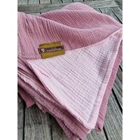 Musselindecke Rosa Altrosa , Größen Wählbar Decke Aus Musselin 4 Lagig Kuscheldecke Wellness Sommerdecke Tagesdecke Skandi Skandidesign von LinasTraumwerkstatt