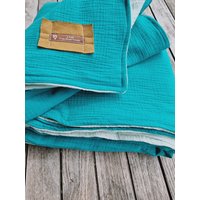 Musselindecke Türkis Mint , Größen Wählbar Decke Aus Musselin 4 Lagig Kuscheldecke Wellness Sommerdecke Tagesdecke Skandi Skandidesign von LinasTraumwerkstatt