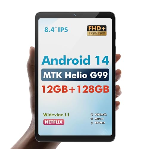 LincPlus M8 Tablet 8,4 Zoll Android 14 | 12GB RAM + 128GB | Helio G99 | 90Hz IPS Display | 6000mAh | 20W Schnellladung | Widevine L1 | GMS Zertifiziert, Tragbares Mini-Tablet von LincPlus