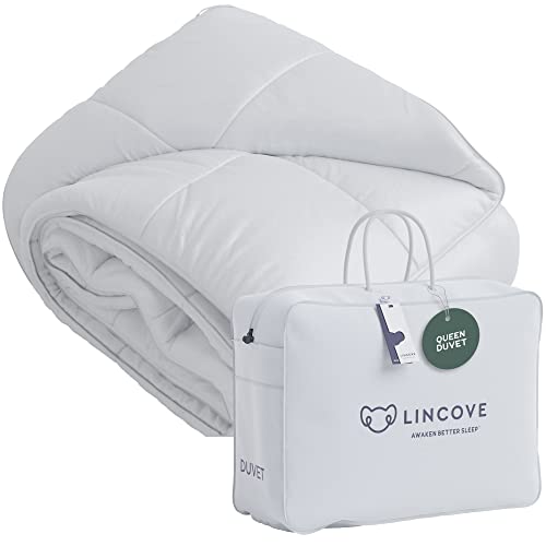 Lincove Kanadische Daunendecke – Ganzjahres-Bettdecke – maschinenwaschbar, Fadenzahl 600, 800 Füllkraft, 100% Baumwollsatin, Queen-Size-Bett von Lincove