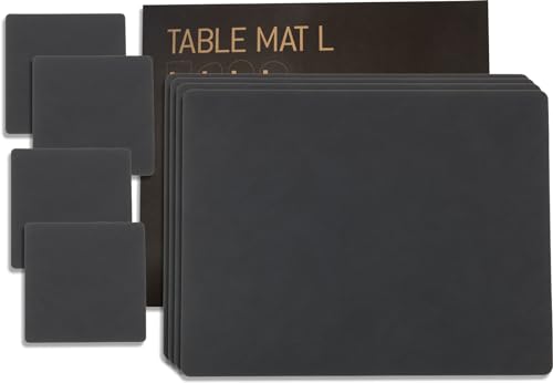 Lind DNA - Geschenkset Square L, Nupo anthrazit (4 Tischsets + 4 Glasuntersetzer) von Lind DNA