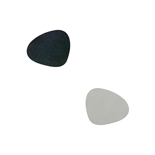 LindDNA Glasuntersetzer Curve Doppelseitig Recyceltes Leder Cloud/Nupo Schwarz-Metallic, Maße: 11cm x 13cm, 981812 von Lind DNA