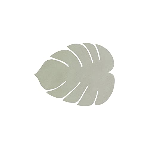 LindDNA Glasuntersetzer Monstera Leaf aus recyceltem Nupo Leder in der Farbe Olive Green mit Einer Größe von 14X12cm, 989964 von Lind DNA