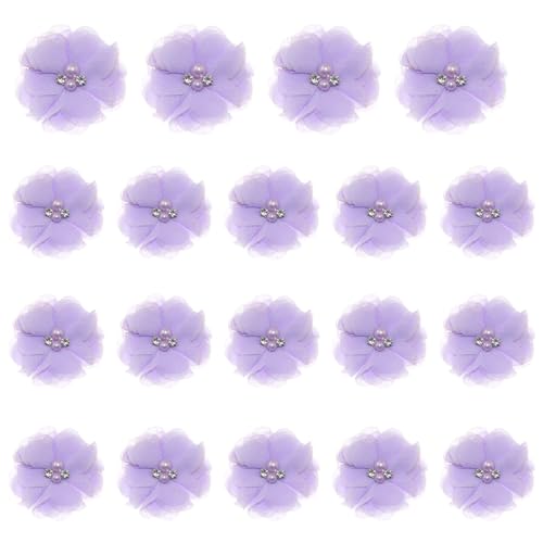 Lind Kitchen Hellviolette handgenähte Perlen Strass Chiffon Blume Schleife DIY Corsage Schuhe Hüte Kleidung Zubehör von Lind Kitchen