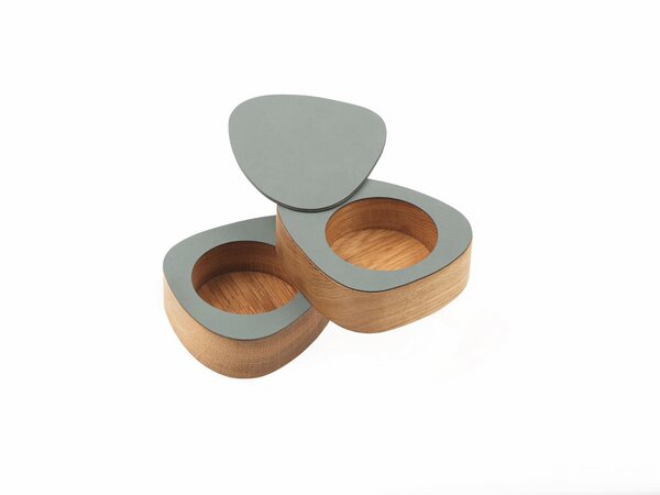 LindDNA - Salt & Pepper Curve - Salz- & Pfefferbehälter - Holz & recyceltes Leder von LindDNA