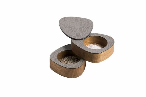 LindDNA - Salt & Pepper Curve - Salz- & Pfefferbehälter - Holz & recyceltes Leder von LindDNA