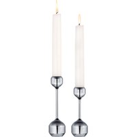 Lind DNA - Silhouette Kerzenhalter, Ø 4.2 x H 12 cm + Ø 4.2 x H 14.5 cm, silber (2er-Set) von Lind DNA