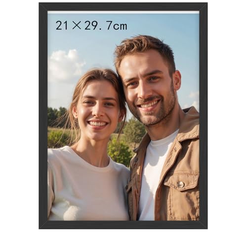 Bilderrahmen 21×29.7cm,Rahmen Schwarz,Aluminiumrahmen,Moderner Metall fotorahmen (verschiedene Größen),Perfekt für Wohnzimmer, Büro oder als Geschenk von Lindahandel