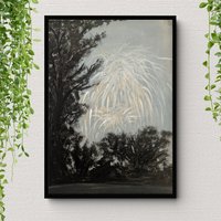 Kunstdruck Des Acrylbildes "Feuerwerk in Einer Sommernacht" - Original Erstversion- Poster Für Schlafzimmer, Wohnzimmer Oder Als Geschenkide von LindartVonLinda