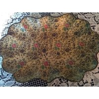 Vintage Gewelltes Papier Mache Tole Tablett Rose Blume von LindasHiddenTreasure