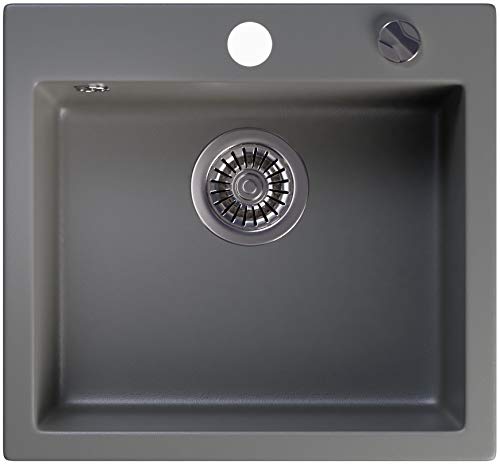 LINDBERGH® Küchen Granit-Spüle Grau "COL33" mit Siphon, Verbundstoffe Made in Germany, Spülen Küche Matt Küchenspüle Spülbecken Kitchen Waschbecken Sinks Einbauspüle, inkl. Imprägnierung von Lindbergh Spülen