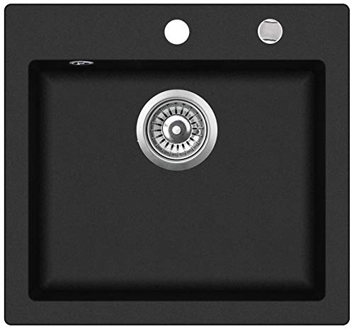 LINDBERGH® Küchen Granit-Spüle Schwarz "COL44" mit Siphon, Verbundstoffe Made in Germany, Spülen Küche Küchenspüle Spülbecken Kitchen Waschbecken Sinks Einbauspüle, inkl. Imprägnierung von Lindbergh Spülen