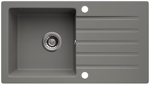 LINDBERGH® Küchen Granit-Spüle Grau "MEG33" mit Siphon, Verbundstoffe Made in Germany, Spülen Küche Matt Küchenspüle Spülbecken Kitchen Waschbecken Sinks Einbauspüle, inkl. Imprägnierung von Lindbergh Spülen