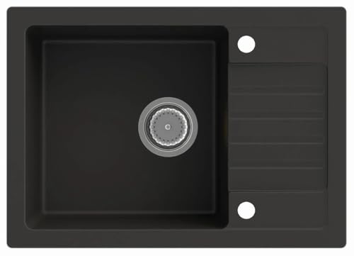LINDBERGH® Küchen Granit-Spüle Schwarz "SIM44" mit Siphon, Verbundstoffe Made in Germany, Spülen Küche Matt Küchenspüle Spülbecken Kitchen Waschbecken Sinks Einbauspüle, inkl. Imprägnierung von Lindbergh Spülen