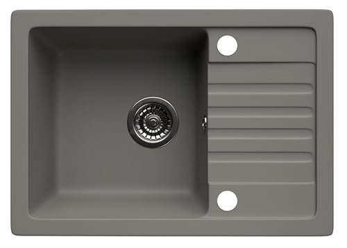 LINDBERGH® Küchen Granit-Spüle Grau "SIM33" mit Siphon, Verbundstoffe Made in Germany, Spülen Küche Matt Küchenspüle Spülbecken Kitchen Waschbecken Sinks Einbauspüle, inkl. Imprägnierung von Lindbergh Spülen