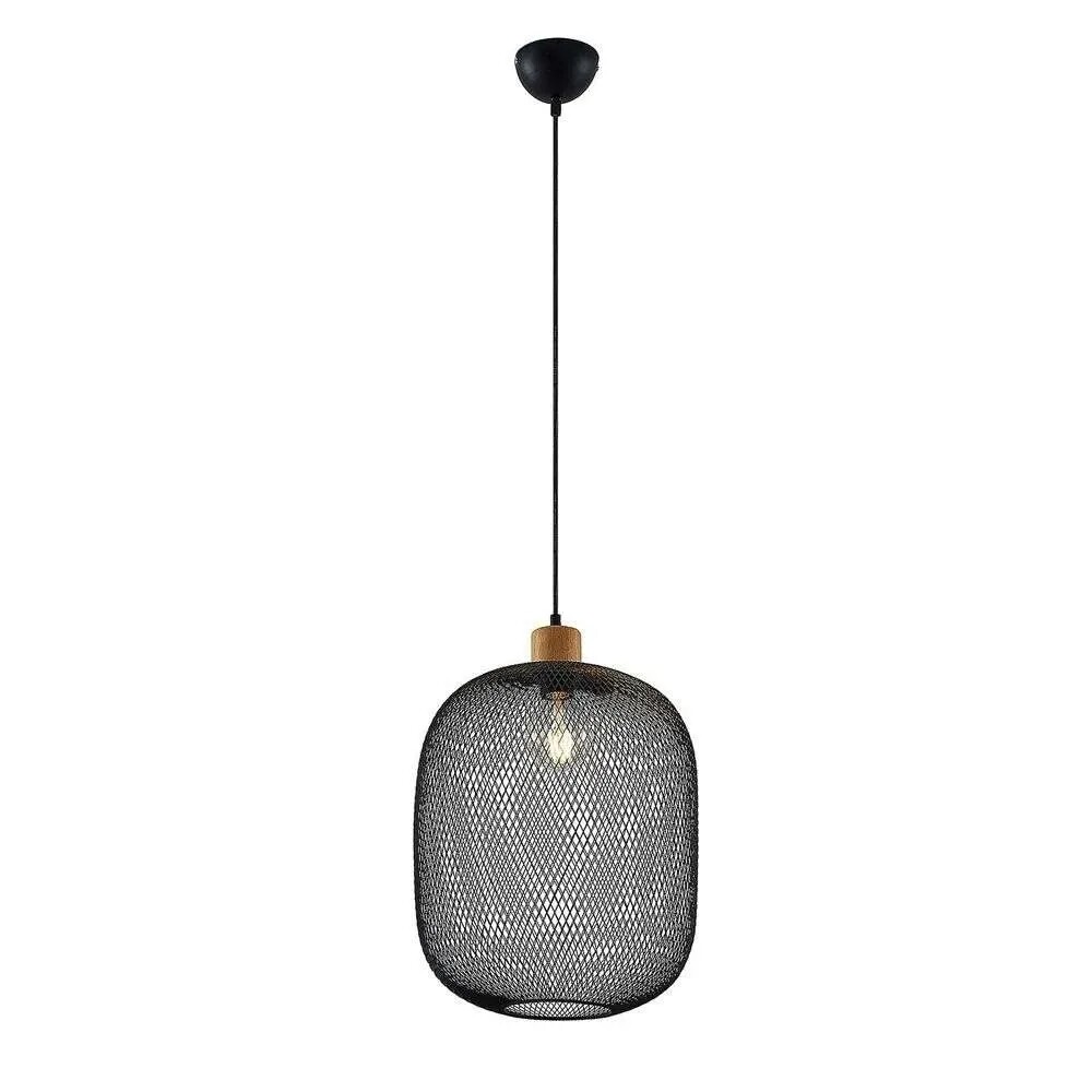 Lindby - Djuna Pendelleuchte Black/Wood von Lindby