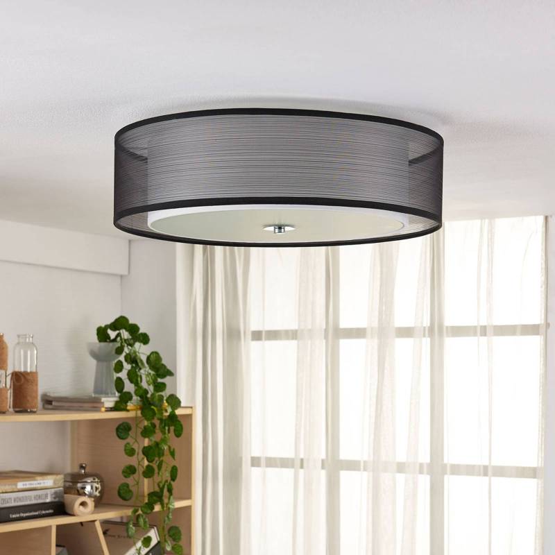 Lindby Tobia Stoffdeckenlampe, Organza schwarz von LINDBY