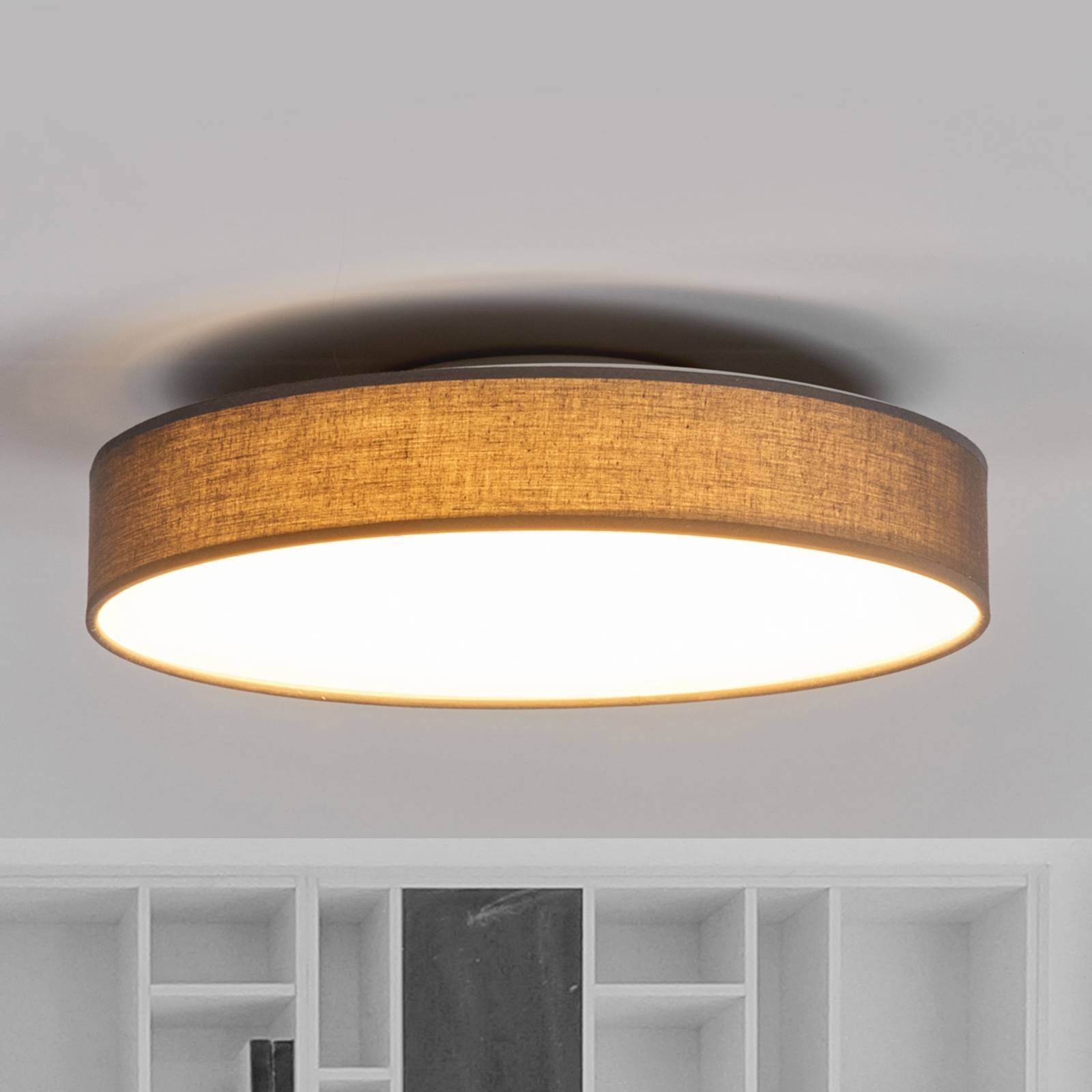 LED-Stoffdeckenlampe Saira, 40 cm, grau von LINDBY