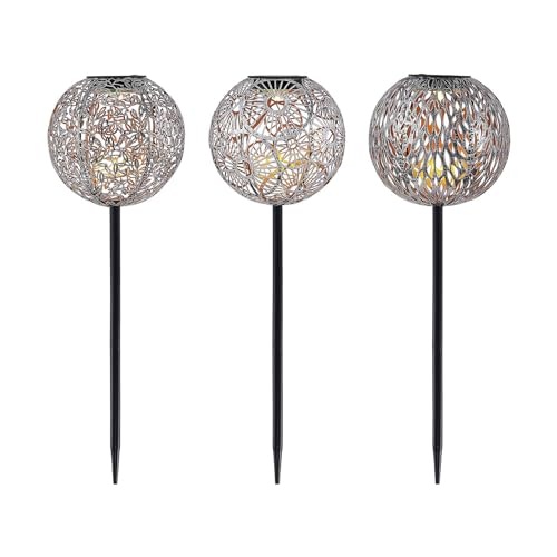 Lindby 3er Set LED Solarleuchte Vilani (spritzwassergeschützt in Alu aus Metall (3 flammig,) - Dekorationsleuchte Solarlampe von Lindby