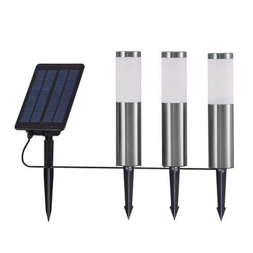 Lindby 3er Set LED Solarleuchten 'Lexiane' (spritzwassergeschützt) (Modern) in Alu aus Edelstahl (3 flammig,) - Solarlampe, Solarleuchte Garten von Lindby