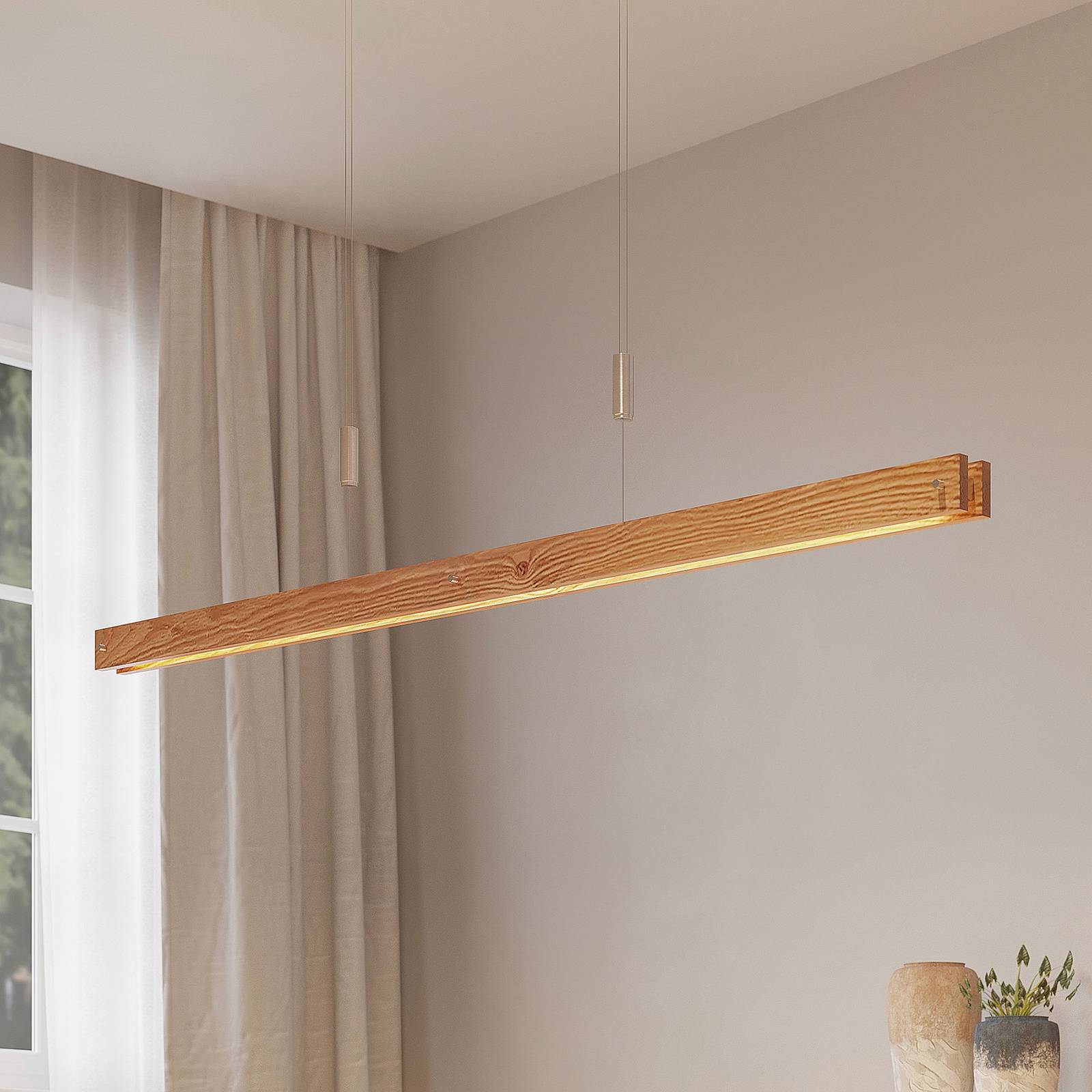 Lindby Alimara LED-Holz-Hängeleuchte, 138 cm von LINDBY