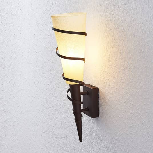 Lindby Anouk Wandfackel Glasschirm Rostoptik Wandleuchte Dekolicht Wandleuchte  B-Ware von Lindby