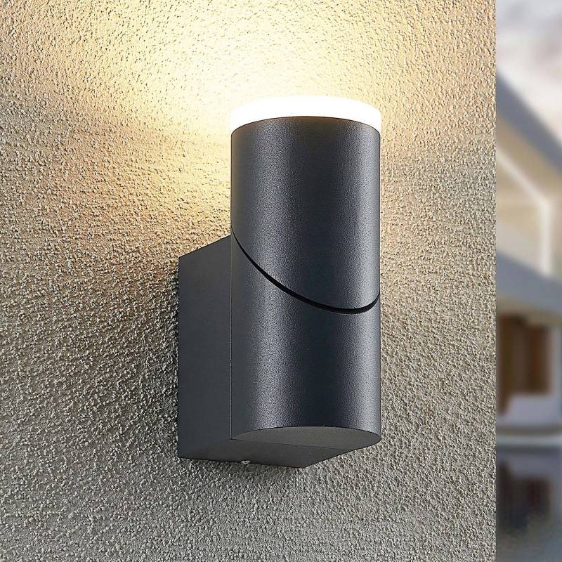 Lindby Aspyn LED-Außenwandleuchte Lampe warmweiß dunkelgrau 1fl IP54 von Lindby
