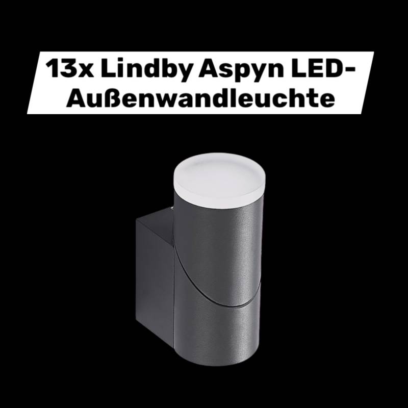 Lindby Aspyn Led Außenwandleuchte Lampe Warmweiß Dunkelgrau 1fl Ip54 13 Stück B-Ware von Lindby