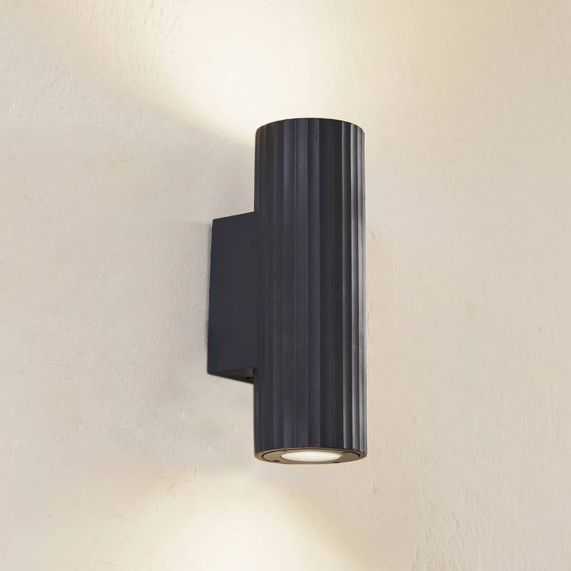 Lindby Außenwandleuchte Christa Grau Beton 25 Cm Riffel Wandlampe Lampe Leuchte B-Ware von Lindby
