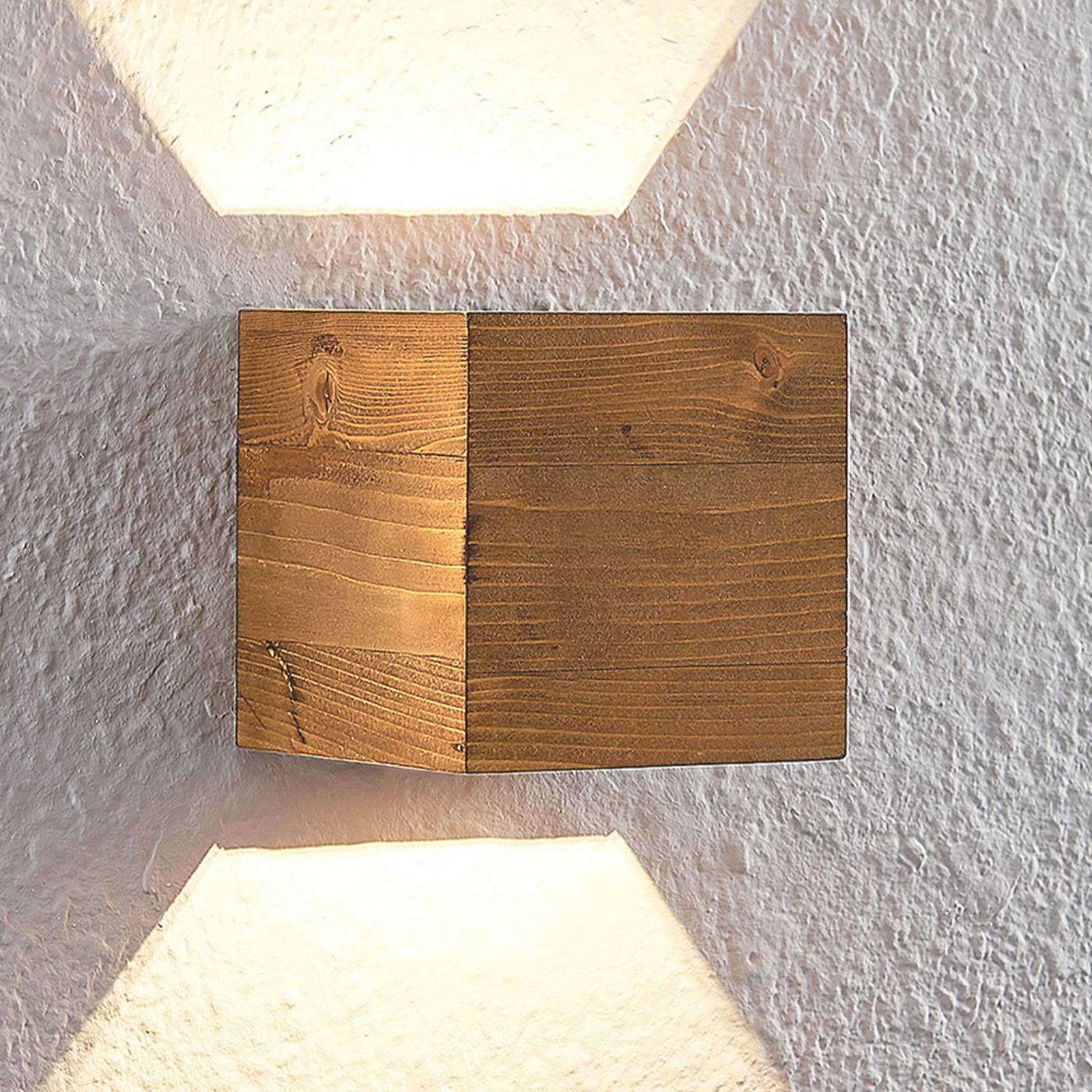 Lindby Benicio Holz-LED-Wandleuchte, eckig, 11 cm von LINDBY