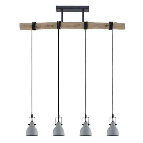 Lindby Beton Pendelleuchte 'Amilia' (Retro, Vintage, Antik) aus Beton, Holz u.a. für Wohnzimmer & Esszimmer (4 flammig, GU10) - Hängeleuchte, Esstischlampe, Hängelampe, Hängeleuchte, Wohnzimmerlampe von Lindby