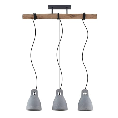 Lindby Beton Pendelleuchte 'Esmila' (Retro, Vintage, Antik) aus Beton, Holz u.a. für Wohnzimmer & Esszimmer (3 flammig, E27) - Hängeleuchte, Esstischlampe, Hängelampe, Hängeleuchte, Wohnzimmerlampe von Lindby