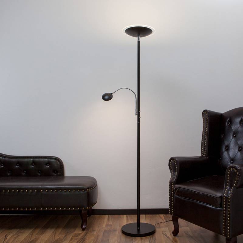 Lindby Deckenfluter Malea Mit Led + Lesearm Lampe Leuchte Ip20 5 W 230 V Schw597 B-Ware von Lindby