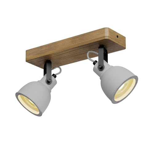 Lindby Deckenlampe Beton Kiefernholz, Deckenstrahler drehbar schwenkbar Wandlampe Spotbalken 2x GU10 ohne Leuchtmittel Strahler Spot Deckenleuchte Lindby Deckenlampe Beton Kiefernholz, Deckenstrahler drehbar schwenkbar Wandlampe Spotbalken 2x GU10 ohne Leuchtmittel Strahler Spot Deckenleuchte von Lindby