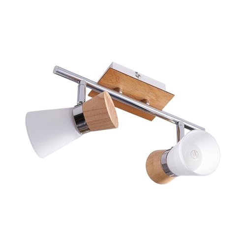 Lindby Deckenlampe Glas, Metall, Holz, Deckenstrahler schwenkbar und drehbar, 2x E14 max. 40W, ohne Leuchtmittel, Deckenspot, Spot, Strahler von Lindby