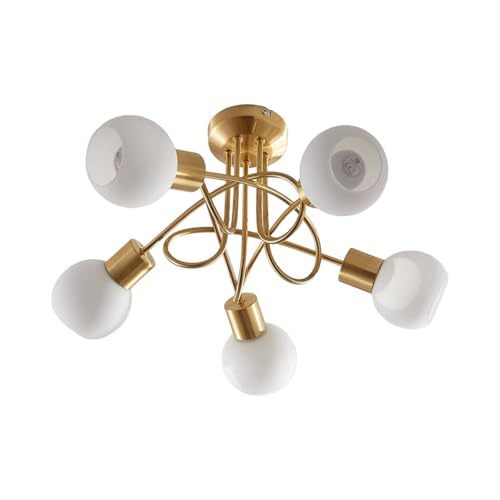 Lindby Deckenlampe Glas Metall messing matt, Deckenstrahler Deckenleuchte 5x E14 max. 8W ohne Leuchtmittel Strahler Lampe Wohnzimmer Flurlampe von Lampenwelt