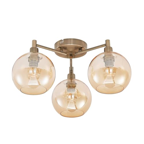 Lindby Deckenlampe 'Jemissa' (Modern) in Gold/Messing aus Metall u.a. für Wohnzimmer & Esszimmer (3 flammig, E14) - Deckenleuchte, Lampe, Wohnzimmerlampe von Lindby