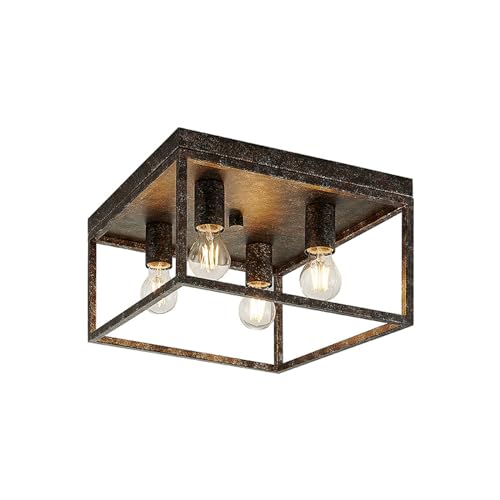 Lindby Deckenlampe 'Lejus' (Landhaus, Vintage, Rustikal) in Braun aus Metall u.a. für Wohnzimmer & Esszimmer (4 flammig, E27) - Deckenleuchte, Lampe, Wohnzimmerlampe von Lindby