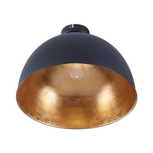 Lindby LED Deckenlampe Metall schwarz, gold matt, Ø41 cm, Deckenleuchte 1x E27 max. 60W, ohne Leuchtmittel, Deckenbeleuchtung Wohnzimmer, Esszimmer von Lindby