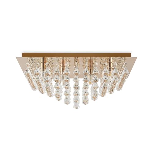 Lindby Deckenlampe Rimedia in Gold/Messing aus Metall (12 flammig, G9) - Kristall Deckenleuchte Lampe Wohnzimmerleuchte von Lindby