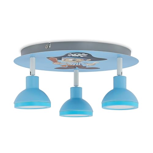 Lindby Deckenlampe 'Roxas' dimmbar in Blau aus Metall u.a. für Kinderzimmer (3 flammig, GU10,) - Kinder Deckenleuchte, Lampe, Kinderzimmerleuchte von Lindby