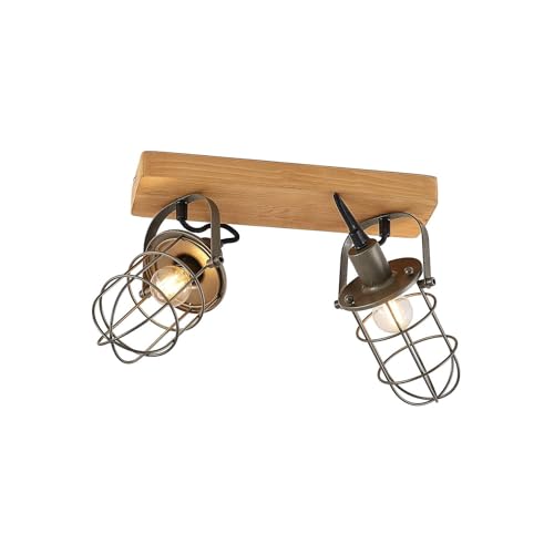 Lindby Deckenlampe 'Serima' (Retro, Vintage, Antik) aus Metall u.a. für Wohnzimmer & Esszimmer (2 flammig, E14) - Holz Deckenleuchte, Lampe, Wohnzimmerlampe von Lindby