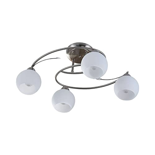 Lindby Deckenlampe Glas Metall nickel matt, Deckenstrahler 4x E14 max. 40W, ohne Leuchtmittel, Deckenleuchte Schlafzimmer, Flur, Wohnzimmerlampe von Lindby