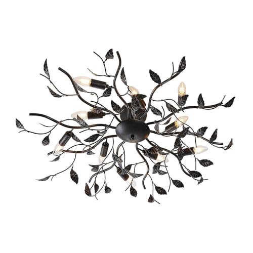 Lindby Deckenlampe 'Yos' (Florentiner) in Schwarz aus Metall u.a. für Schlafzimmer (10 flammig, E14) - Deckenleuchte, Lampe, Schlafzimmerleuchte von Lindby